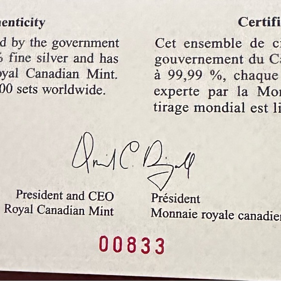 2003 Canada .9999 Fine Silver Maple Leaf Hologram 5 Coin Set w/COA, 1.92 ounces - Picture 8 of 10